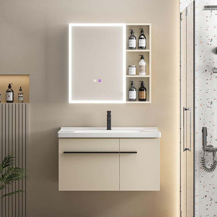 Ebern Designs 28'' Single Bathroom Vanity Set with Mirror Cabinet and ...